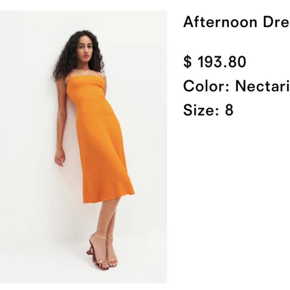 Reformation Afternoon Dress Nectarine - Size 8